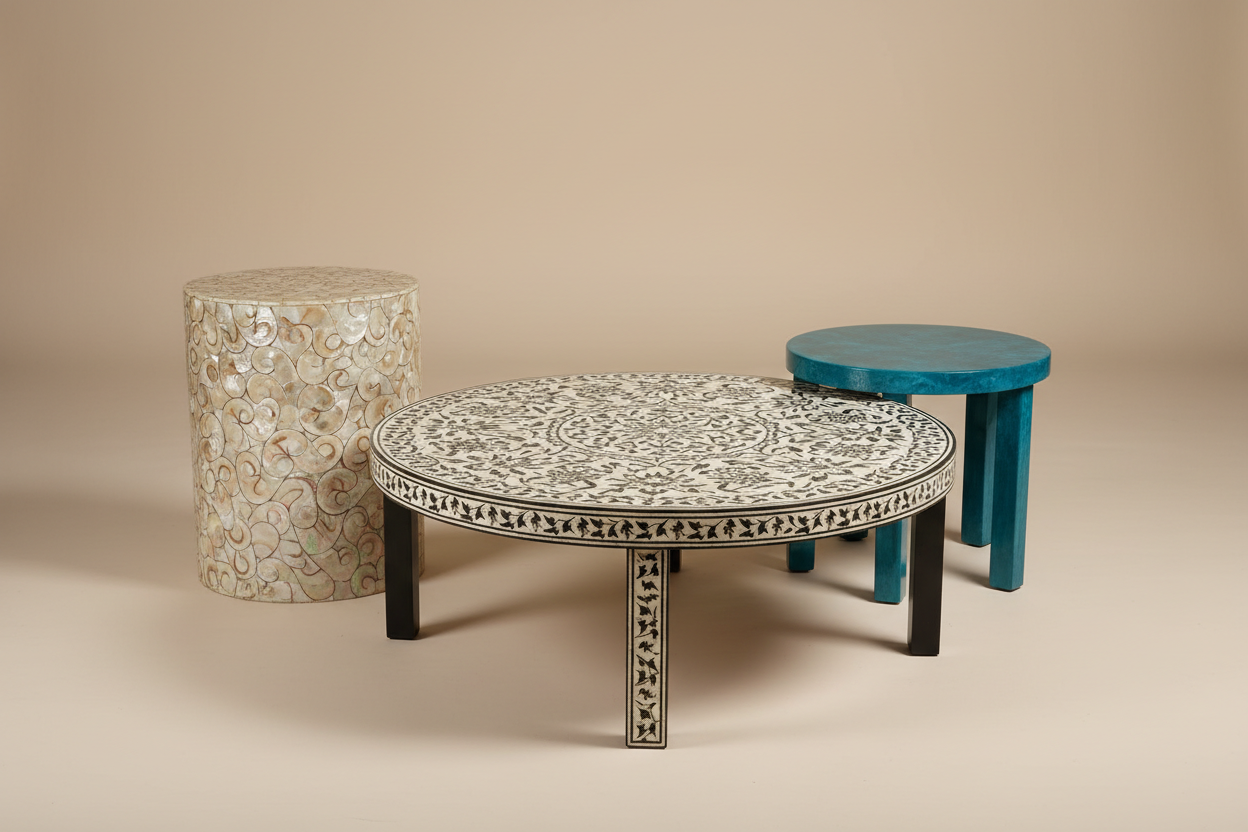 Luxury Round Coffee & Side Tables | Handcrafted Inlay Furniture – Inlay ...