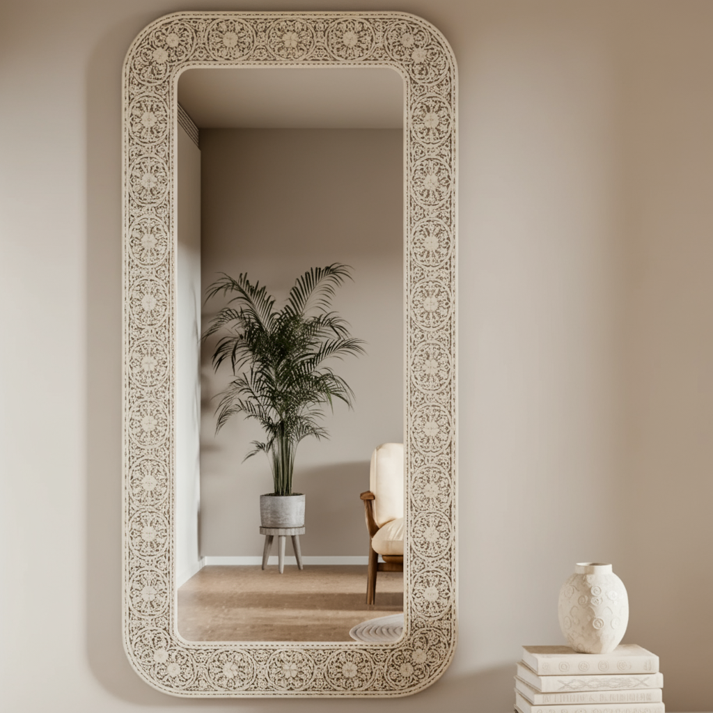 Inlay Wall Mirrors - Carved Bone & Elegant Frames