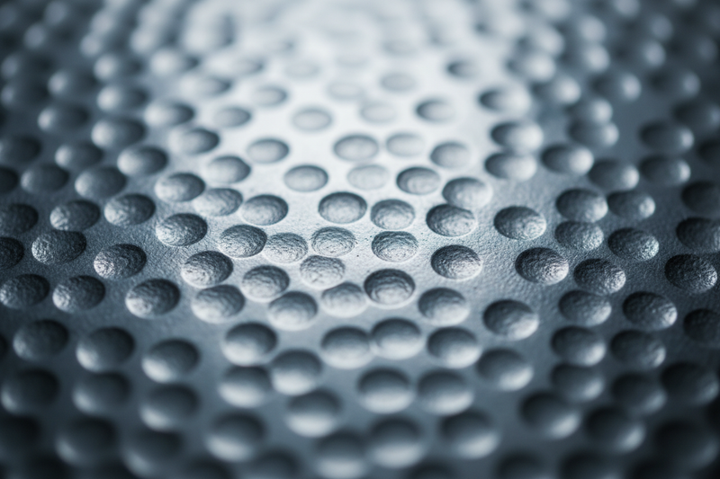 Extreme close-up macro shot of a sheet of hand-hammered German Silver. Focus on the tiny, rhythmic dimples created by the hammer and the cool, metallic sheen of the alloy. The light catches the metal to show a "liquid" silver effect. Luxury metal texture, 8K resolution.