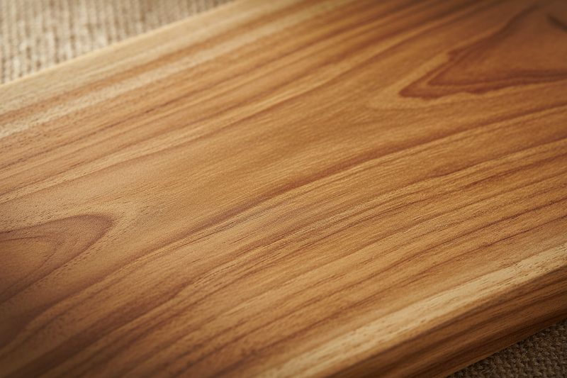 Extreme close-up macro shot of the natural grain of Solid Mango Wood. Focus on the warm, honey-brown tones and the organic texture of the timber. Soft, directional studio lighting reveals the depth of the wood grain. High-end natural texture background, 8K resolution.