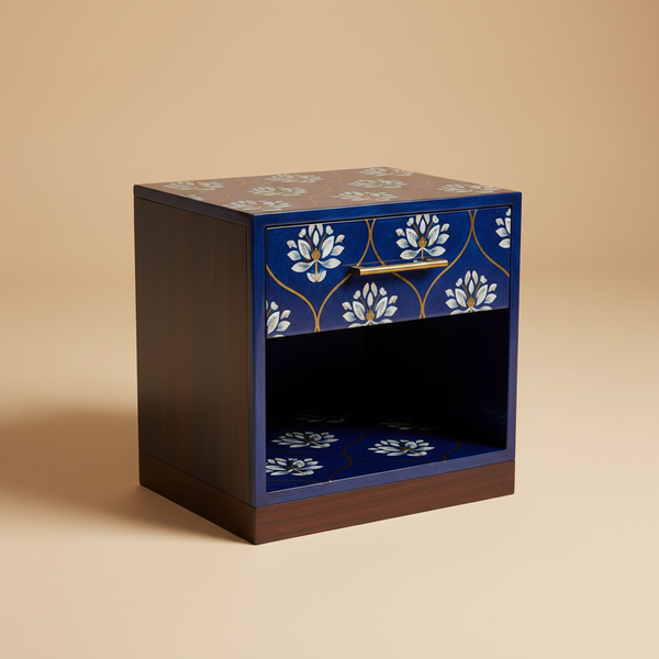 Blue Resin Inlay Bedside Table