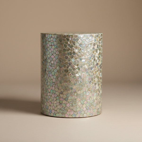 Mother of Pearl Drum Side Table