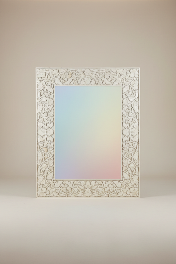 Floral Bone Inlay Mirror Frame