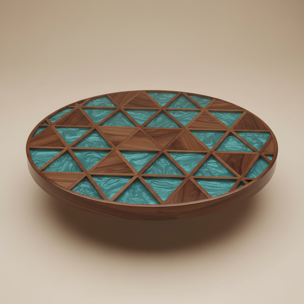 Teal Resin Inlay Coffee Table