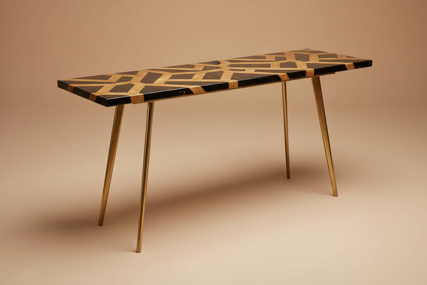 Geometric Resin Inlay Console Table