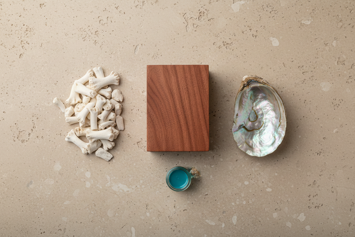 Top down view with the wood in the center